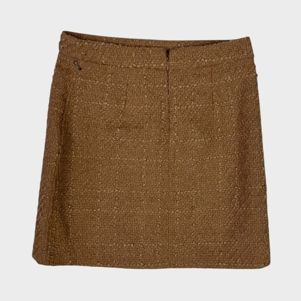Maison d'Amelie Size 6 Brown Tweed Mini Skirt Front Patch Pockets - Picture 5 of 9
